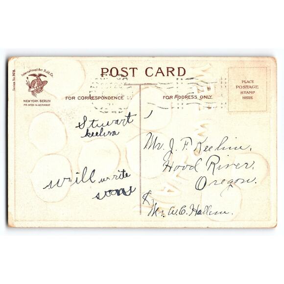 Ellen Clapsaddle 1907 Halloween Lithograph Postcard with Chestnut Faces & Plaid - Picture 2 of 2